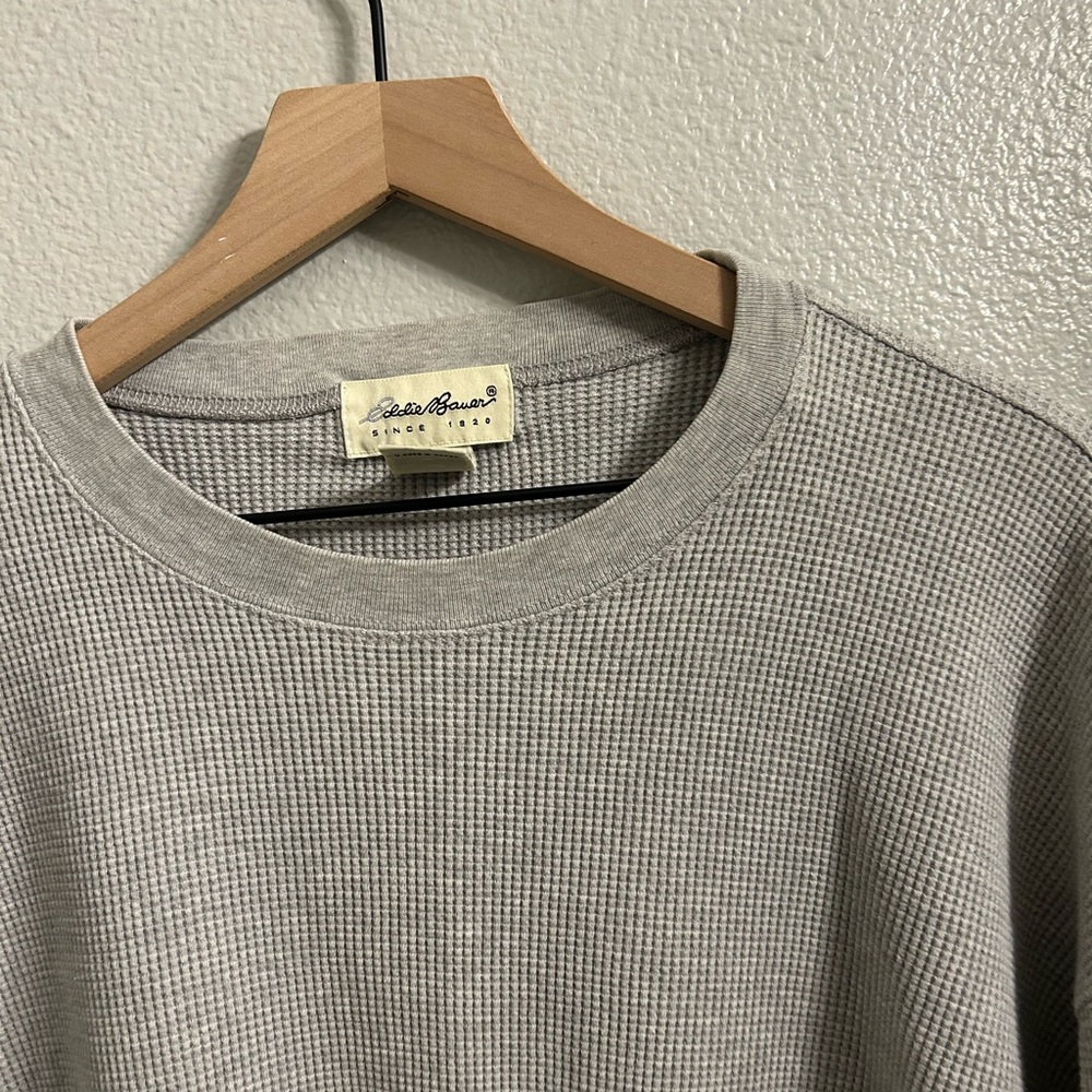 Eddie Bauer Light Gray Waffle Knit Top - Picture 2 of 7